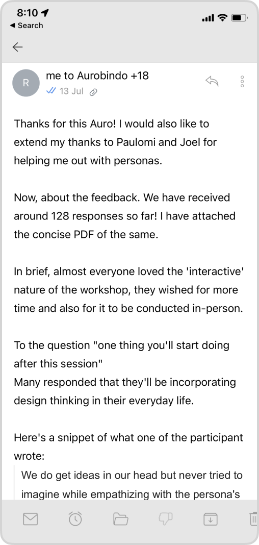 A screenshot from Newton mail app. It shows an open email.